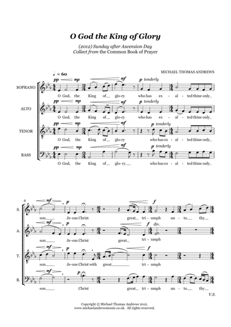 O God The King Of Glory Choral Anthem For Ascension Day Sheet Music