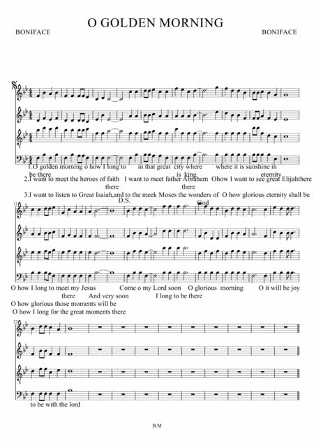 Free Sheet Music O Golden Morning