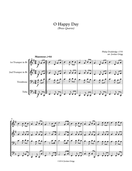 Free Sheet Music O Happy Day Brass Quartet