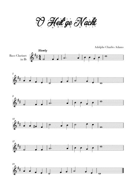 O Heil Ge Nacht For Bass Clarinet Sheet Music