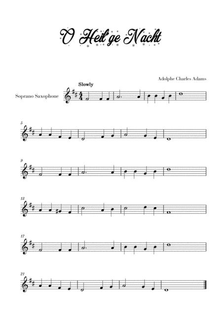 Free Sheet Music O Heil Ge Nacht For Soprano Saxophone