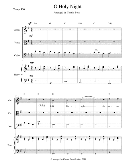 Free Sheet Music O Holy Night 5 Part Strings And Piano