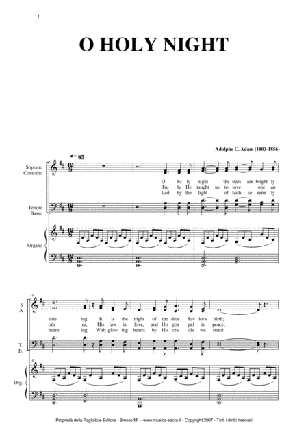 Free Sheet Music O Holy Night A Adams Satb Choir And Organ