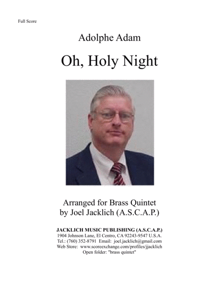 O Holy Night Arranged For Brass Quintet Sheet Music