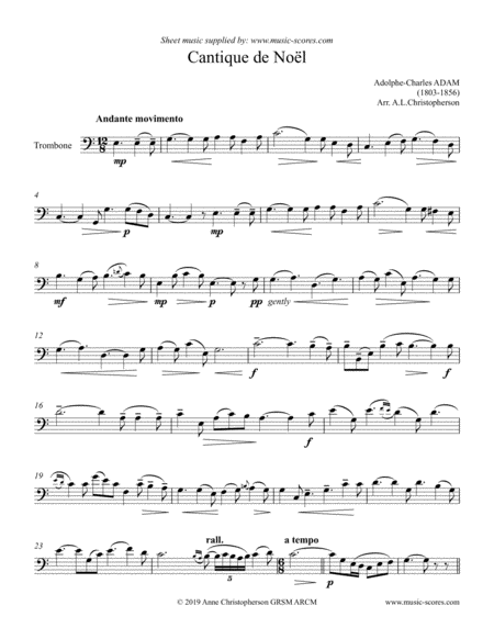 O Holy Night Cantique De Noel Solo Trombone Sheet Music