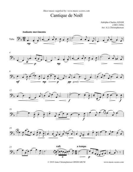 O Holy Night Cantique De Noel Solo Tuba Sheet Music