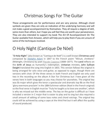 Free Sheet Music O Holy Night Carol Voice Guitar