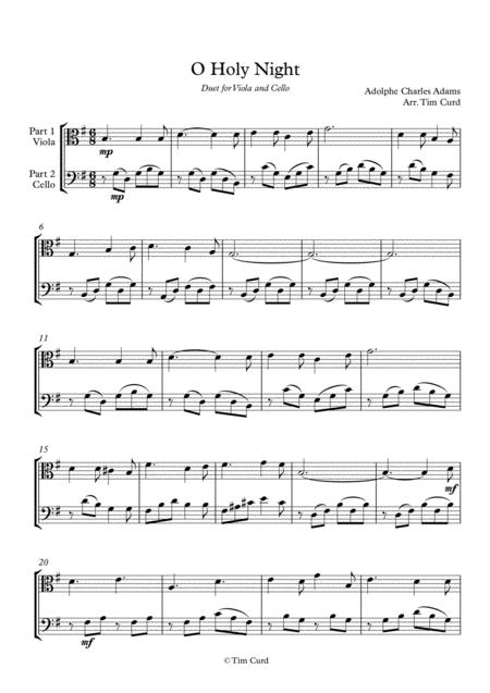 Free Sheet Music O Holy Night Duet For Viola And Cello