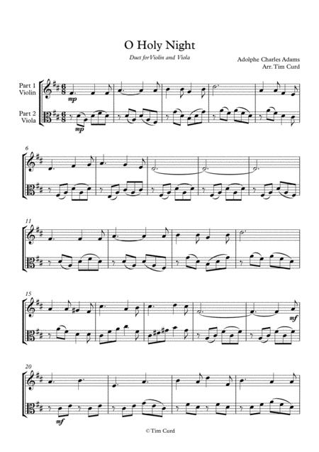 Free Sheet Music O Holy Night Duet For Violin And Viola