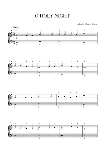 O Holy Night Easy Beginner Piano Sheet Music