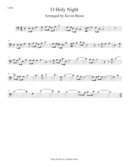 O Holy Night Easy Key Of C Cello Sheet Music