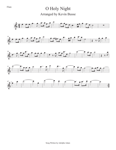 O Holy Night Easy Key Of C Flute Sheet Music