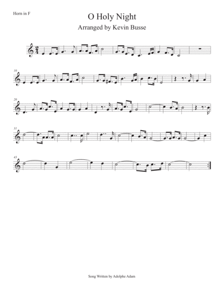 O Holy Night Easy Key Of C Horn In F Sheet Music