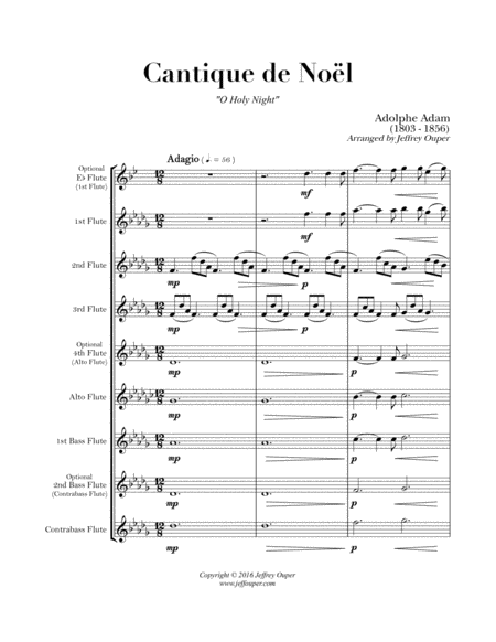 Free Sheet Music O Holy Night Flute Choir