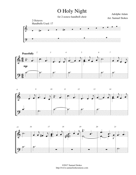 Free Sheet Music O Holy Night For 2 Octave Handbell Choir