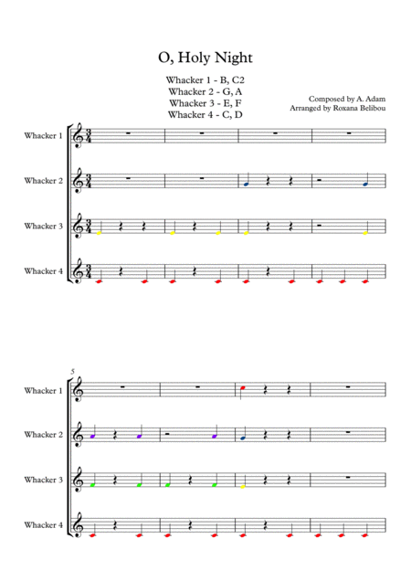 O Holy Night For 8 Notes Diatonic Boomwhackers Sheet Music