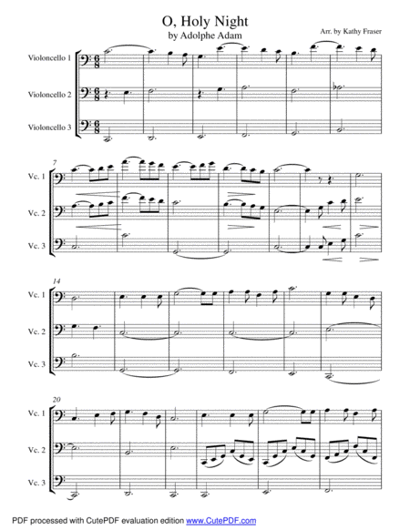 O Holy Night For Cello Trio Sheet Music