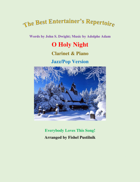 Free Sheet Music O Holy Night For Clarinet And Piano Jazz Pop Version