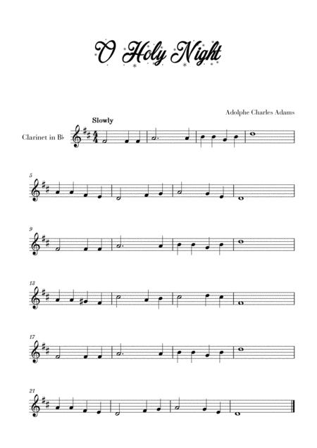 Free Sheet Music O Holy Night For Clarinet