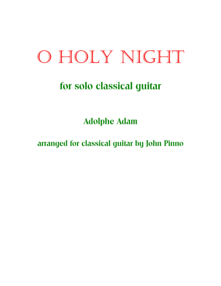 Free Sheet Music O Holy Night For Solo Classical Guitar