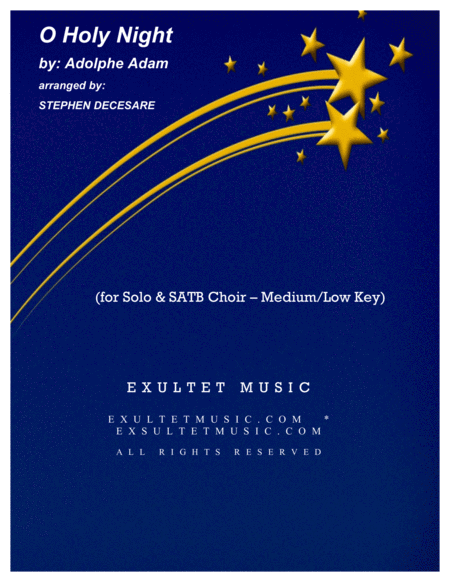 Free Sheet Music O Holy Night For Solo Satb Medium Low Key