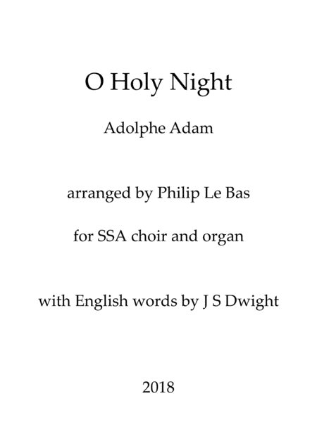 Free Sheet Music O Holy Night For Ssa Choir And Organ