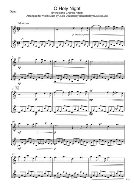 Free Sheet Music O Holy Night For Violin Duet