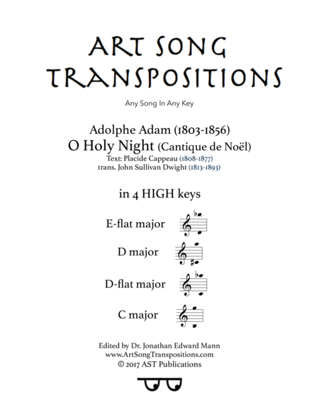 O Holy Night In 4 High Keys E Flat D D Flat C Major Sheet Music