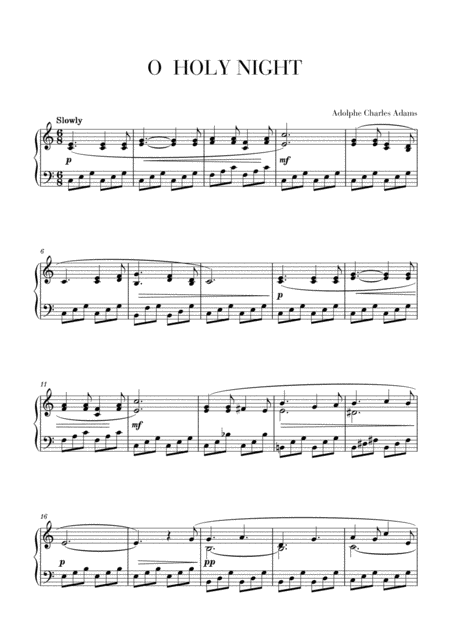 Free Sheet Music O Holy Night Intermediate Piano