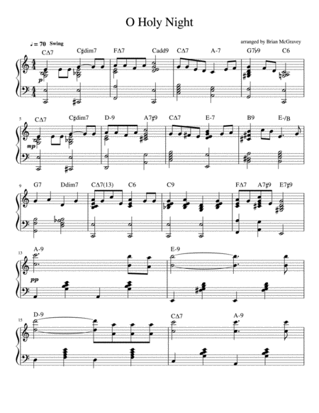 Free Sheet Music O Holy Night Jazz Piano