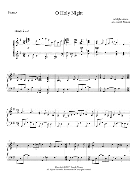 O Holy Night Piano Part Sheet Music