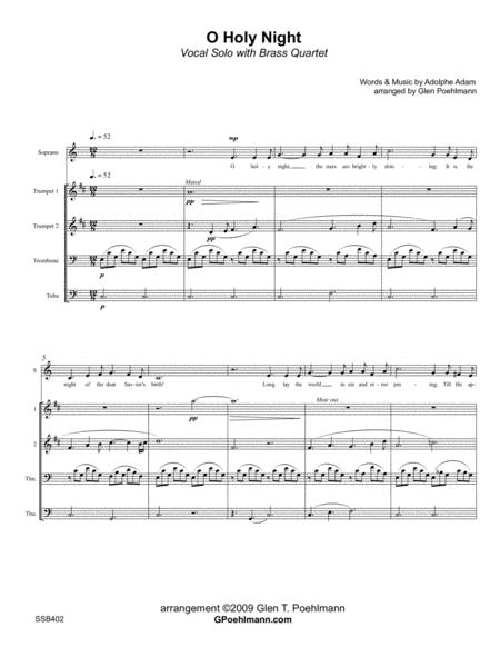 Free Sheet Music O Holy Night Soprano Solo With Brass Quartet Optional Piano