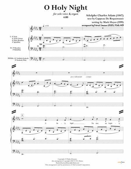 O Holy Night Soprano Voice Organ Set Of Parts Sheet Music