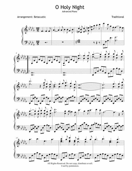 Free Sheet Music O Holy Night Traditional Sheet Music Advanced Piano