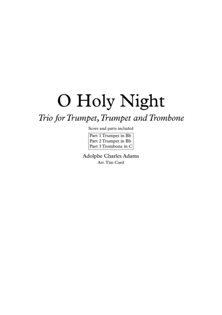 O Holy Night Trio For Trumpet Trumpet And Trombone Sheet Music