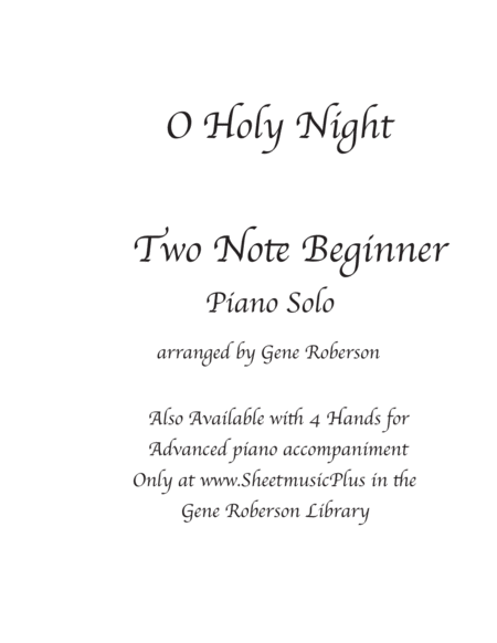 Free Sheet Music O Holy Night Two Note Beginner Arrangement Piano