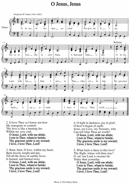 O Jesus Jesus A New Tune To A Wonderful Old Hymn Sheet Music