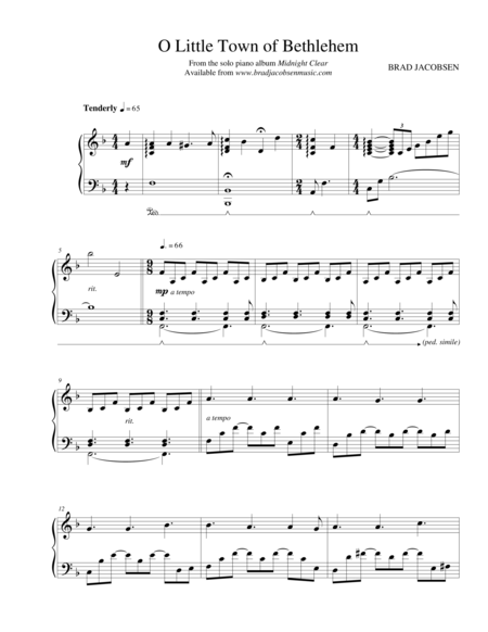 O Little Town Of Bethlehem By Brad Jacobsen Sheet Music