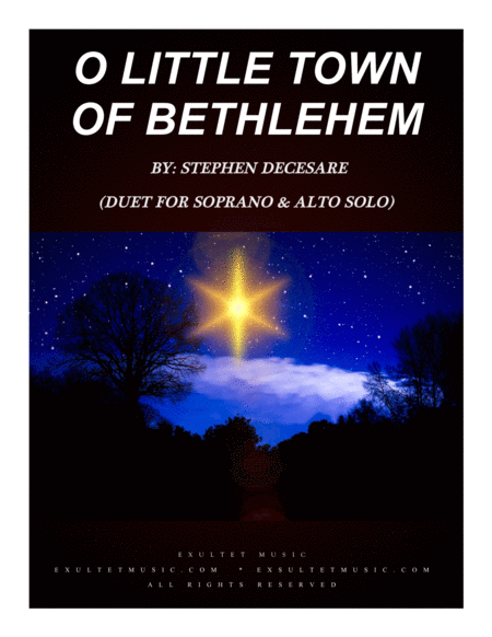 O Little Town Of Bethlehem Duet For Soprano And Alto Solo Sheet Music