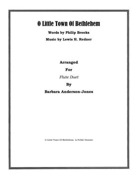 O Little Town Of Bethlehem Flute Duet Sheet Music