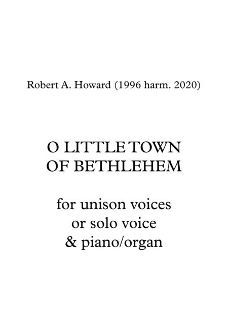 Free Sheet Music O Little Town Of Bethlehem Solo Unison Version