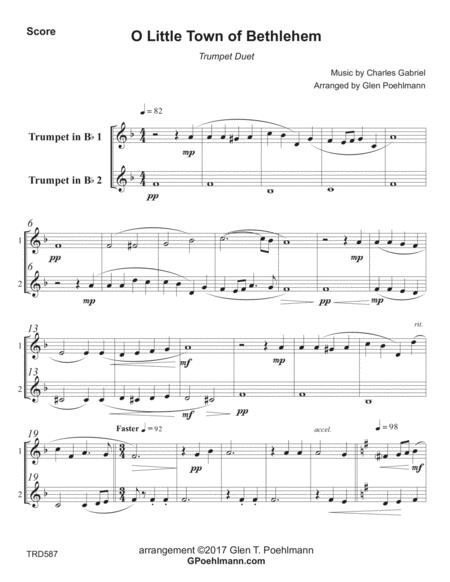 O Little Town Of Bethlehem Trumpet Duet Unaccompanied Sheet Music