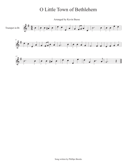 O Little Town Of Bethlehem Trumpet Sheet Music