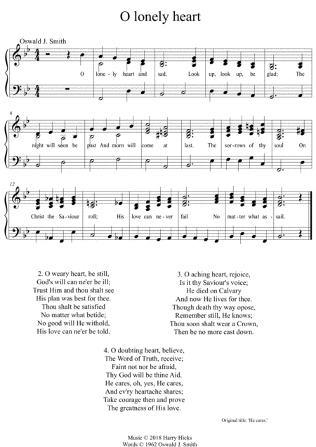 Free Sheet Music O Lonely Heart A New Tune To A Wonderful Oswald Smith Poem