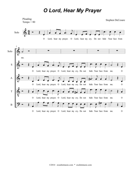 O Lord Hear My Prayer Sheet Music