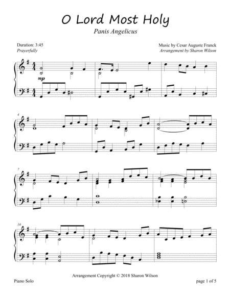 Free Sheet Music O Lord Most Holy Panis Angelicus
