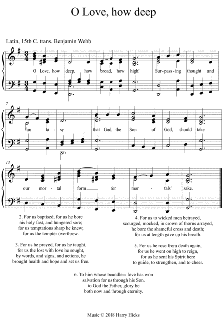 Free Sheet Music O Love How Deep A New Tune To A Wonderful Old Hymn