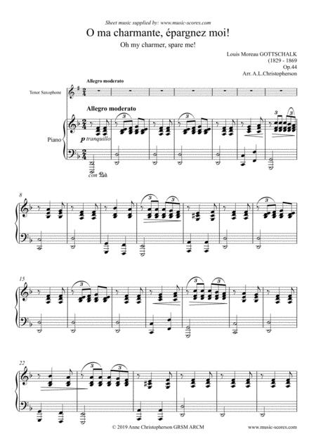 Free Sheet Music O Ma Charmante Pargnez Moi Tenor Sax And Piano