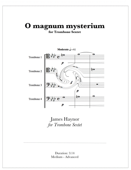 Free Sheet Music O Magnum Mysterium For Trombone Sextet