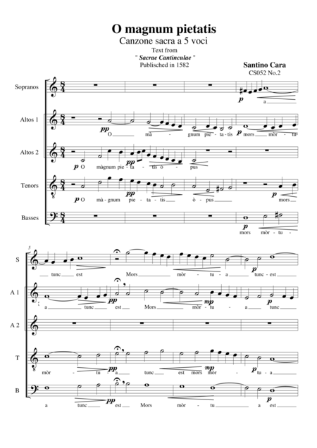 O Magnum Pietatis For Choir Saatb A Cappella Sheet Music